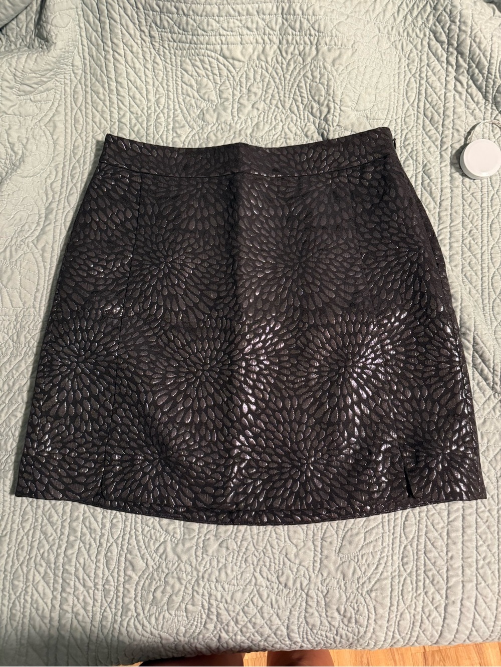 LOFT Black Textured Floral-Effect Mini Skirt